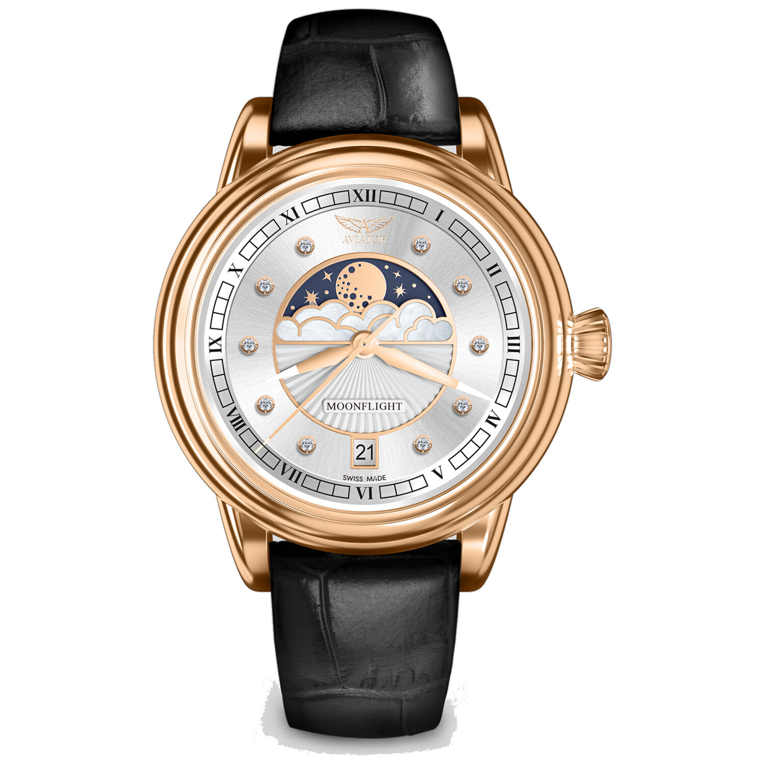 Дамски часовник Aviator Douglas Moonflight Diamonds Limited Edition V.1.33.2.382.4