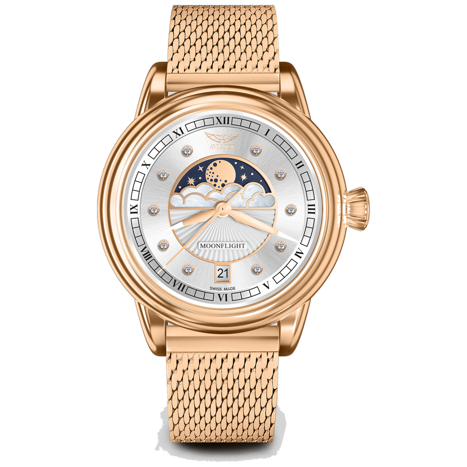 Дамски часовник Aviator Douglas Moonflight Diamonds V.1.33.2.382.5
