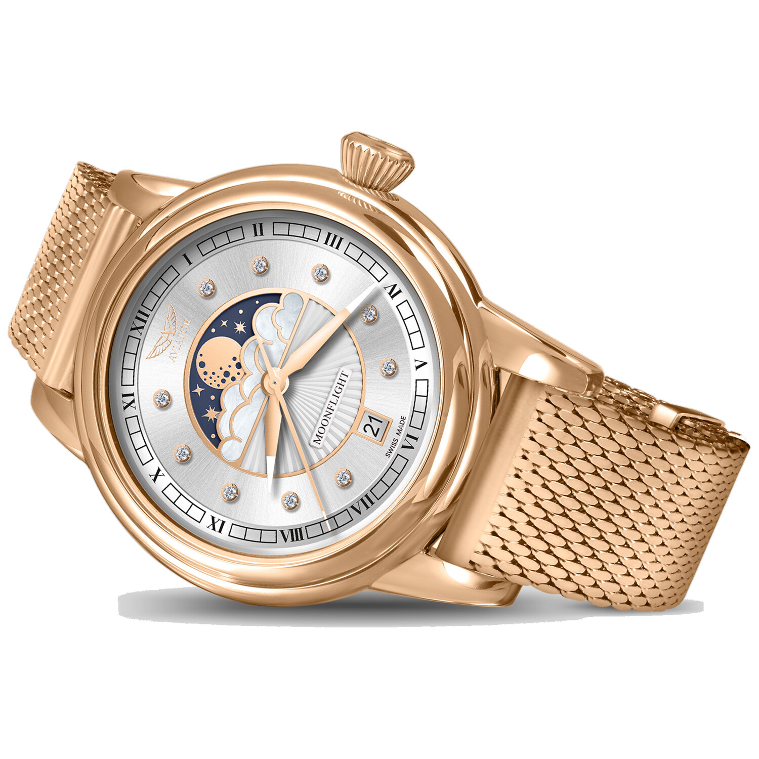 Дамски часовник Aviator Douglas Moonflight Diamonds V.1.33.2.382.5