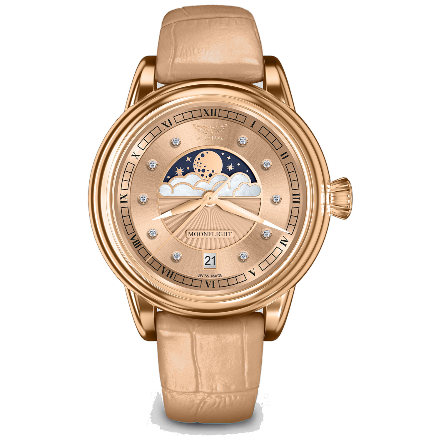 Дамски часовник Aviator Douglas Moonflight Diamonds Limited Edition V.1.33.2.383.4