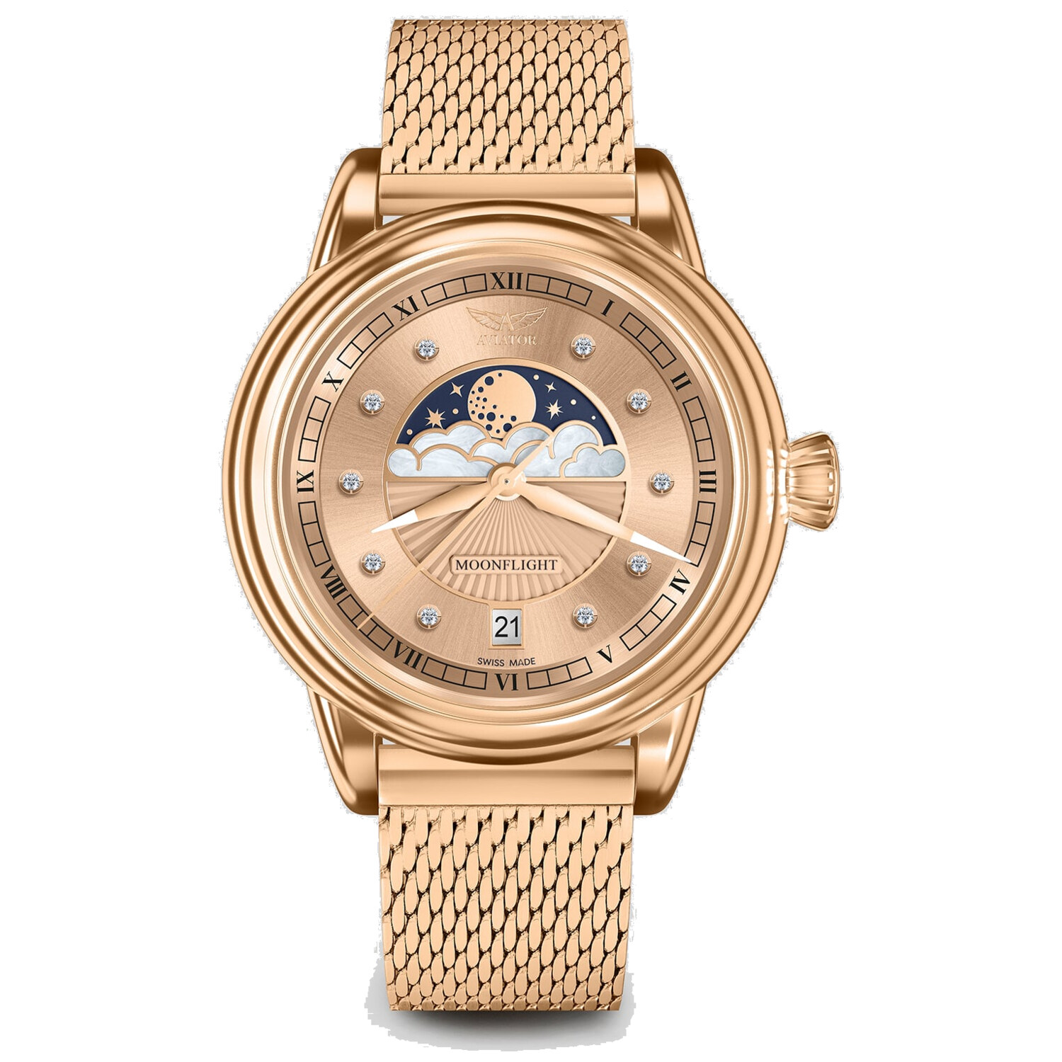 Дамски часовник Aviator Douglas Moonflight Diamonds V.1.33.2.383.5