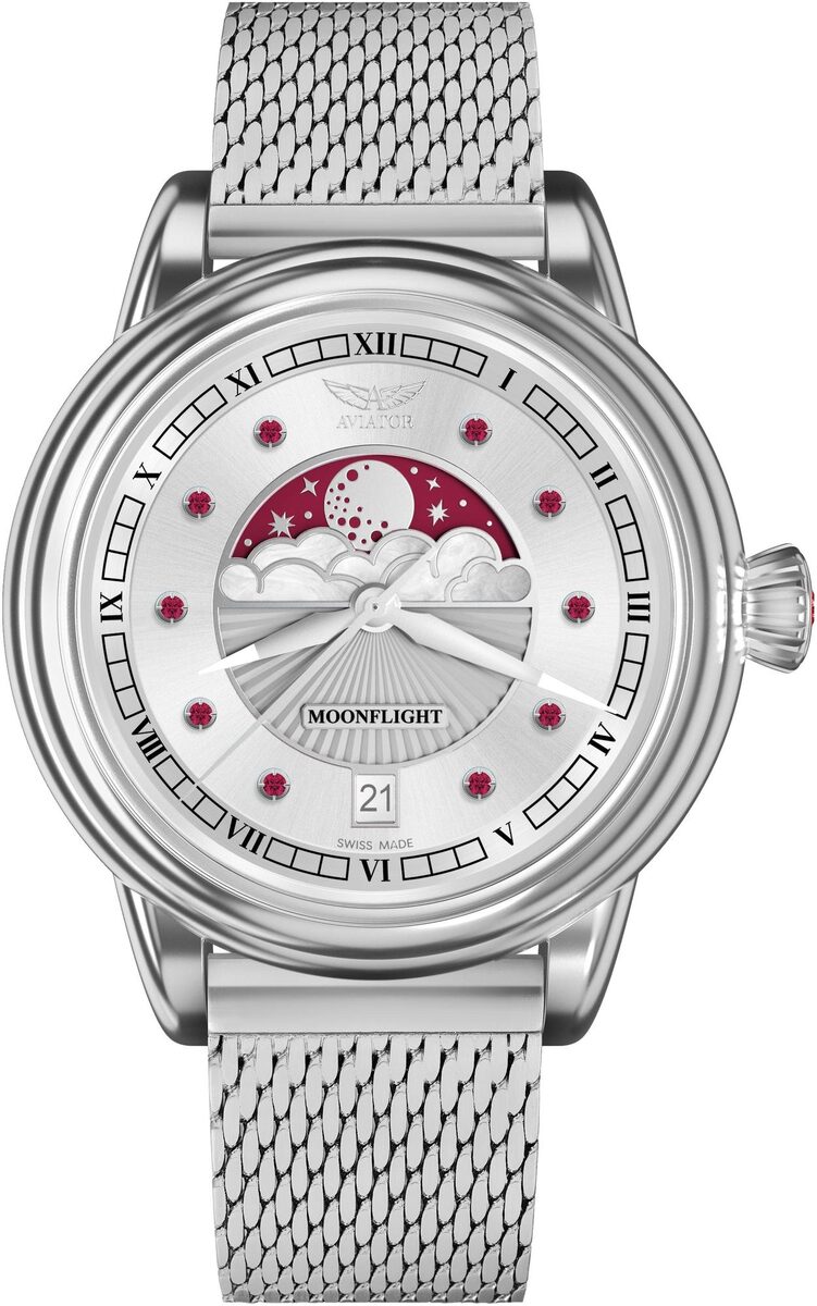 Дамски часовник Aviator Douglas Moonflight Gemstone Edition Ruby Limited Edition V.1.33.0.419.5