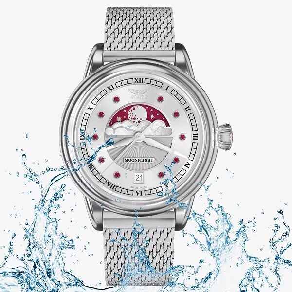Дамски часовник Aviator Douglas Moonflight Gemstone Edition Ruby Limited Edition V.1.33.0.419.5