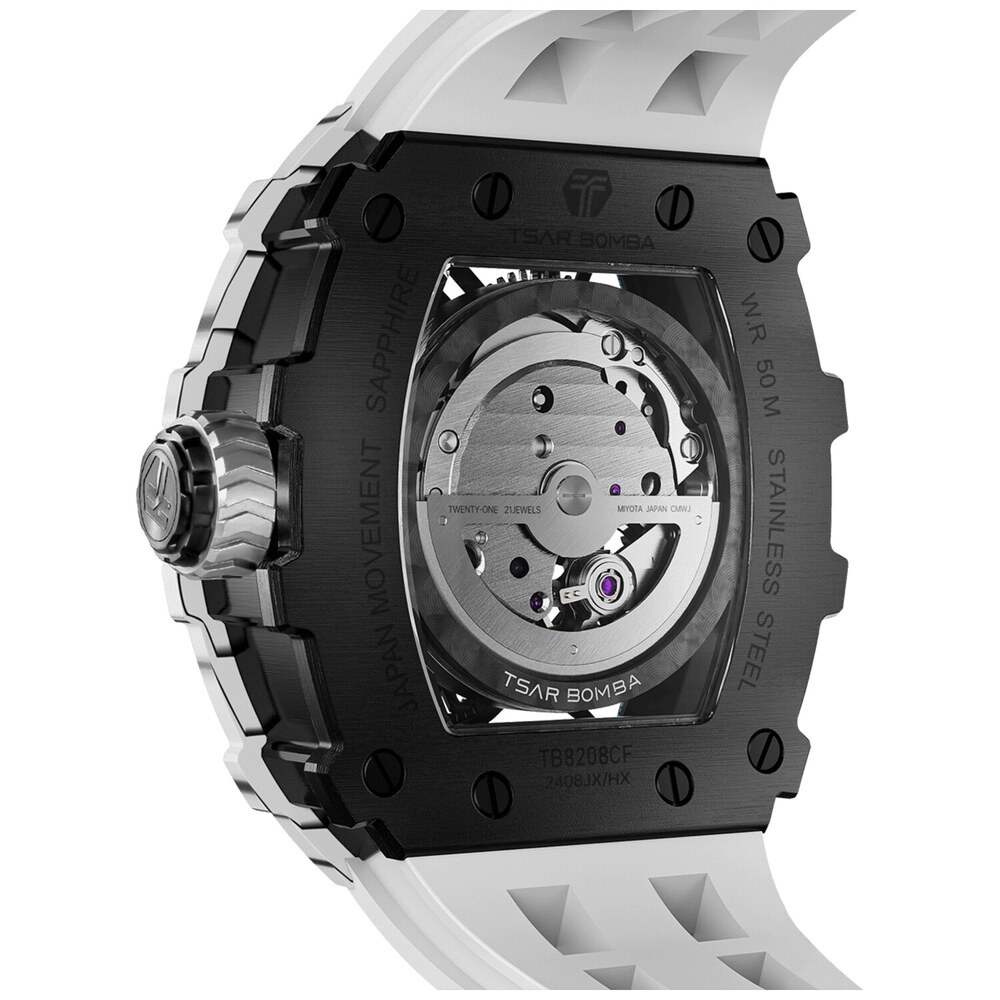 Мъжки часовник TSAR BOMBA T-Elemental Carbon Fiber Automatic Ceramic Elite White TB8208CF-35