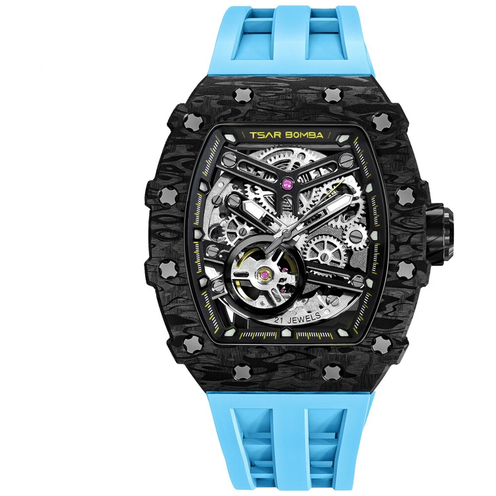 Мъжки часовник TSAR BOMBA T-Elemental Carbon Fiber Fashion Blue TB8208CF-41