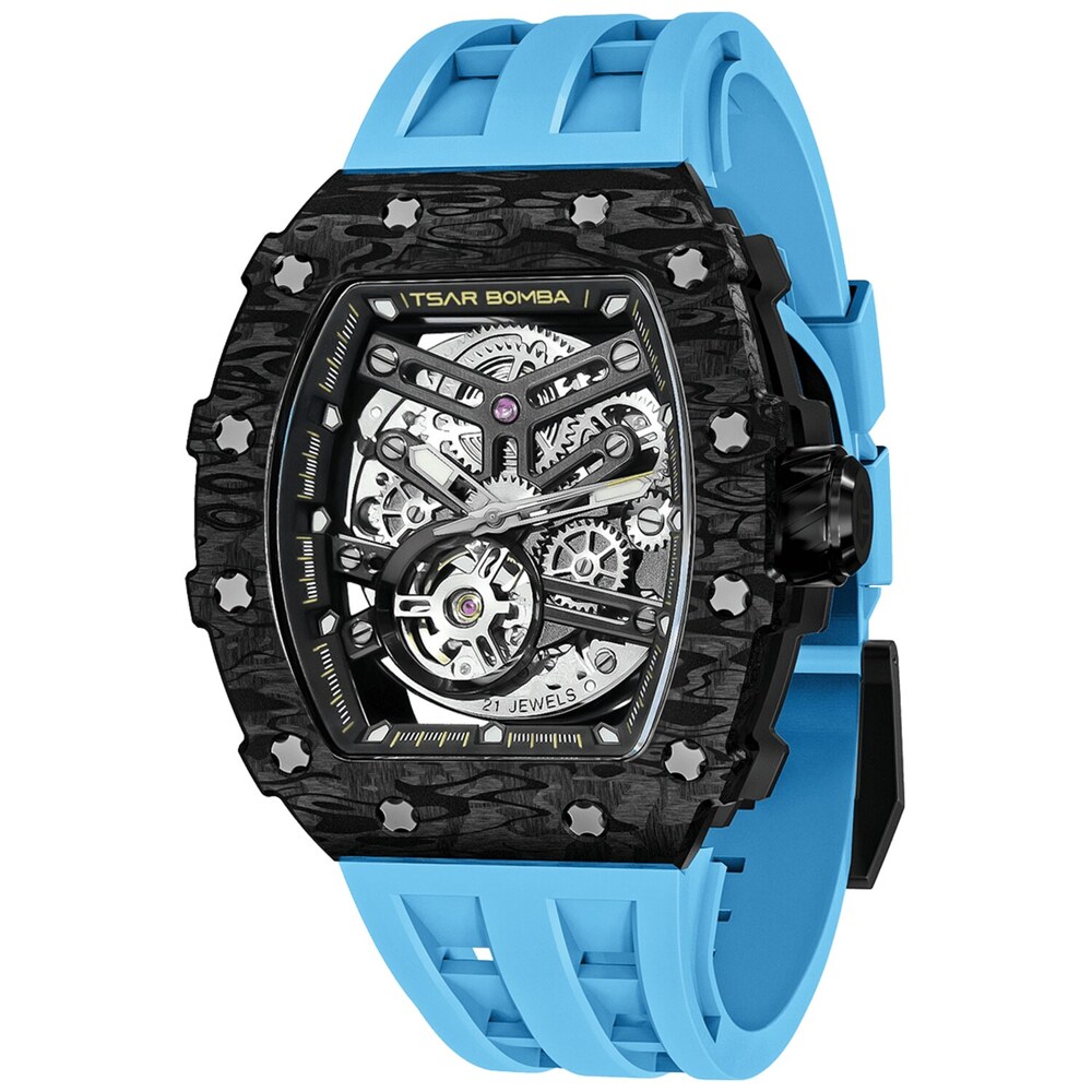 Мъжки часовник TSAR BOMBA T-Elemental Carbon Fiber Fashion Blue TB8208CF-41