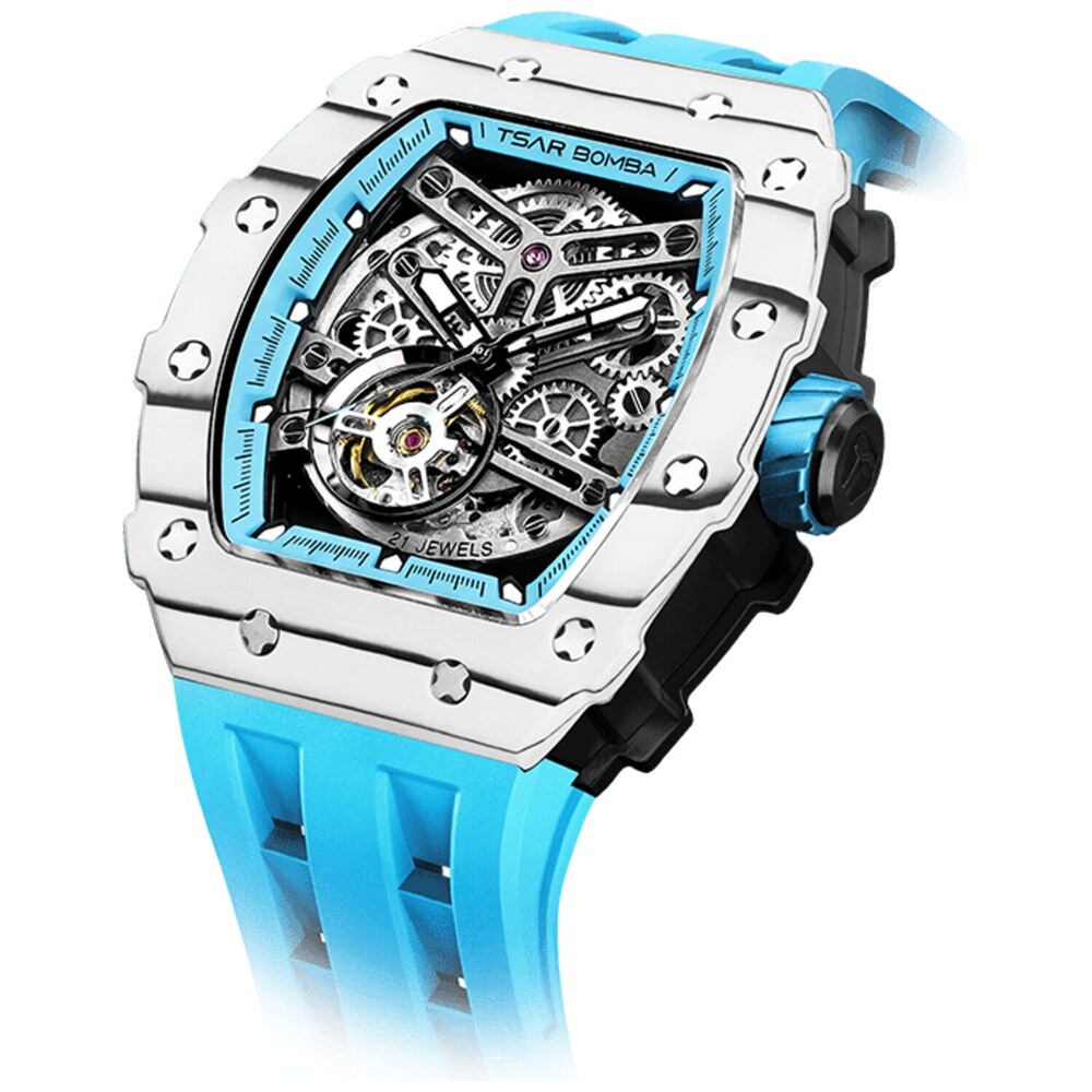 Мъжки часовник TSAR BOMBA T-Elemental Carbon Fiber Fashion Blue TB8208CF-41
