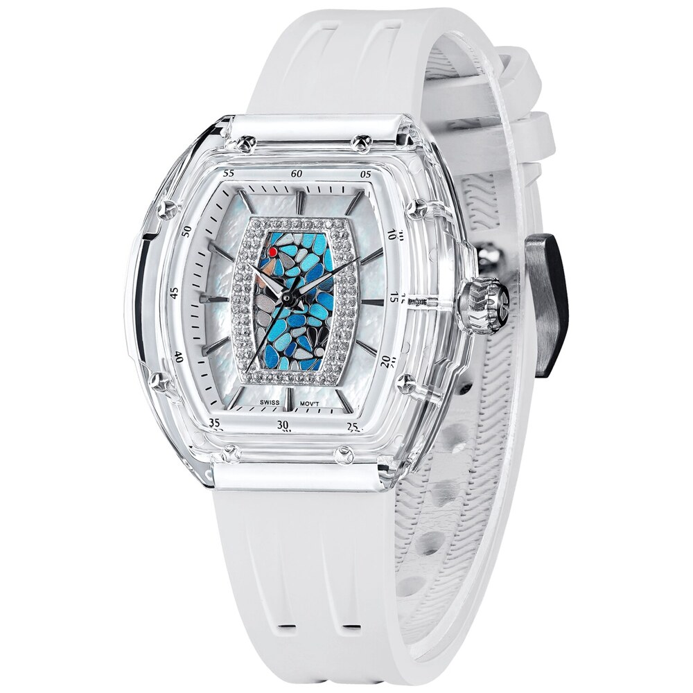 Дамски часовник TSAR BOMBA Nucleus Femme 02 Swiss White Blue TB8219L-03
