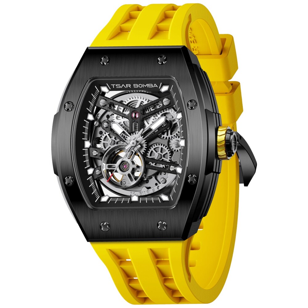 Мъжки часовник TSAR BOMBA T-Elemental Automatic Black Yellow TB8228A-05