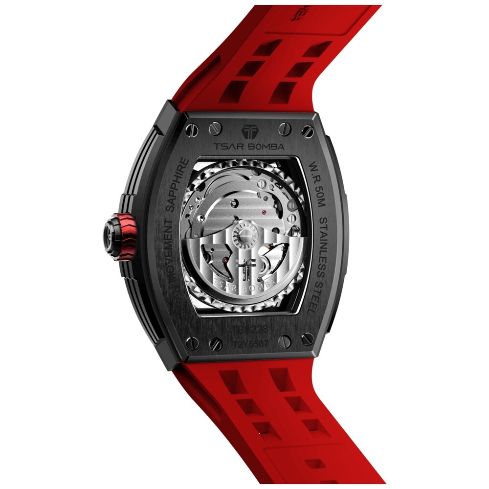 Мъжки часовник TSAR BOMBA T-Elemental Carbon Fiber Passion Red TB8228CF-02