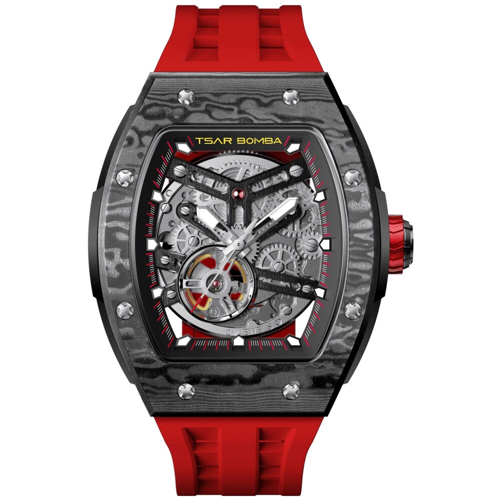 Мъжки часовник TSAR BOMBA T-Elemental Carbon Fiber Passion Red TB8228CF-02