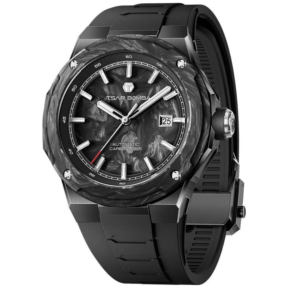 Мъжки часовник TSAR BOMBA Electron-Carbon-X II Carbon Fiber Automatic Black TB8230-02