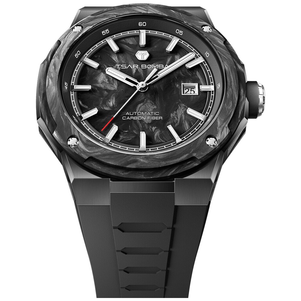 Мъжки часовник TSAR BOMBA Electron-Carbon-X II Carbon Fiber Automatic Black TB8230-02