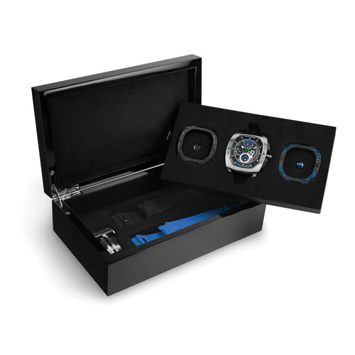 Мъжки часовник TSAR BOMBA Dark Matter 2 Carbon Fiber Blue Set TB8602-01