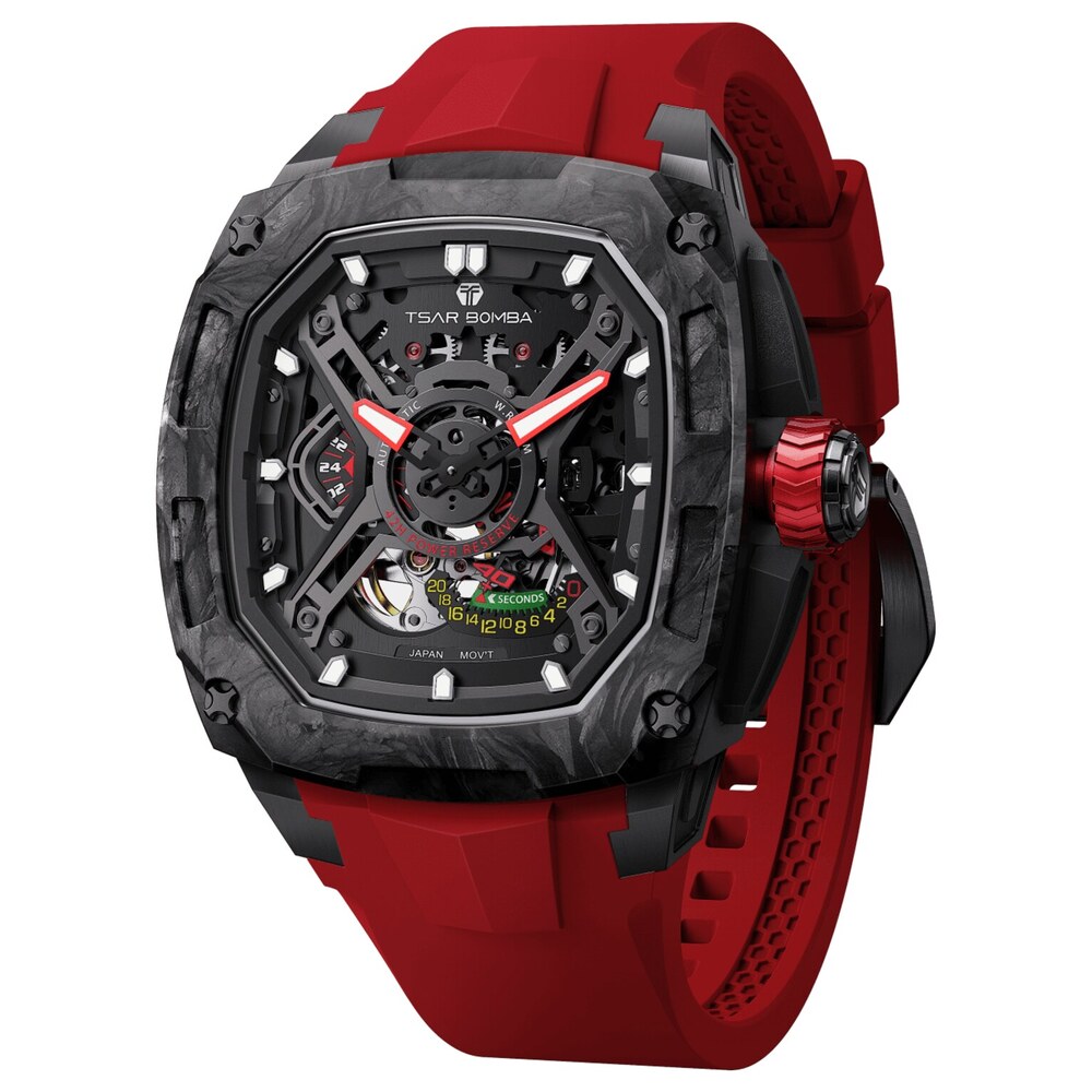 Мъжки часовник TSAR BOMBA Dark Matter 5 Automatic Red TB8605-01