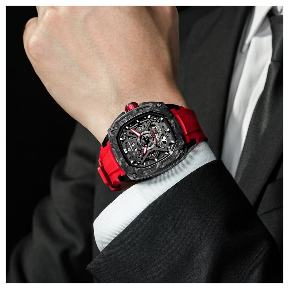 Мъжки часовник TSAR BOMBA Dark Matter 5 Automatic Red TB8605-01