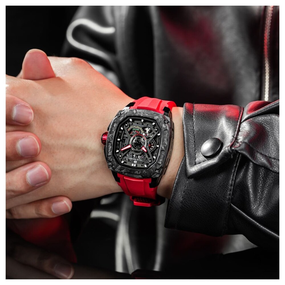 Мъжки часовник TSAR BOMBA Dark Matter 5 Automatic Red TB8605-01