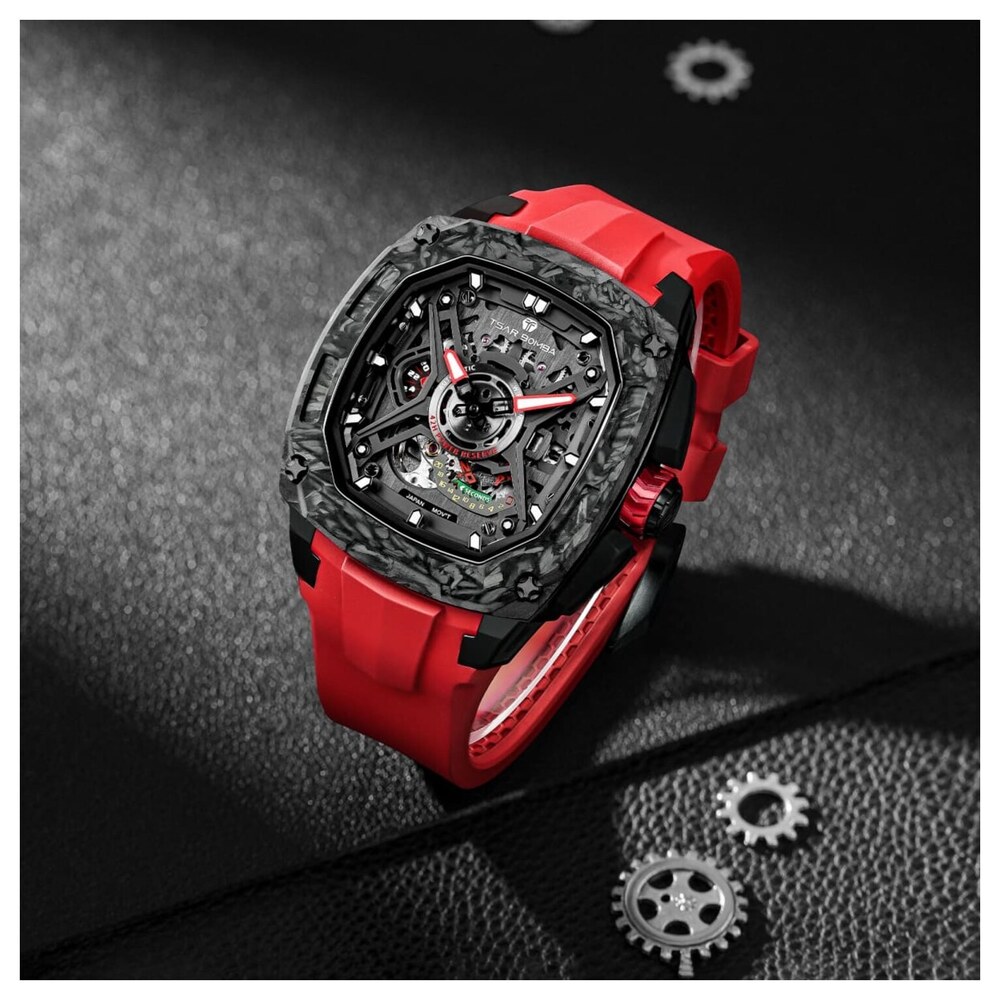 Мъжки часовник TSAR BOMBA Dark Matter 5 Automatic Red TB8605-01